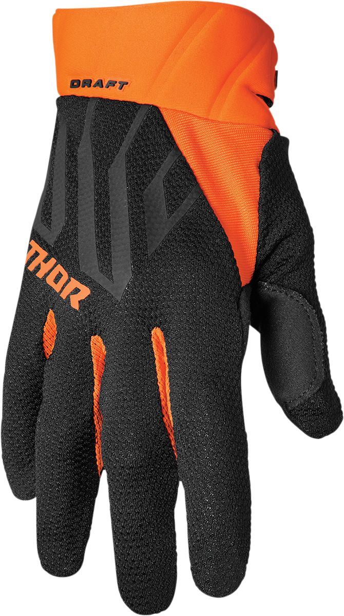 THOR Draft MX Motorcross Gloves Black/Orange 2023 Model