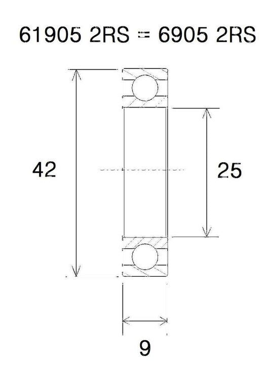 BLACK BEARING Bearing B5 25X42X9MM UB-6905-B5