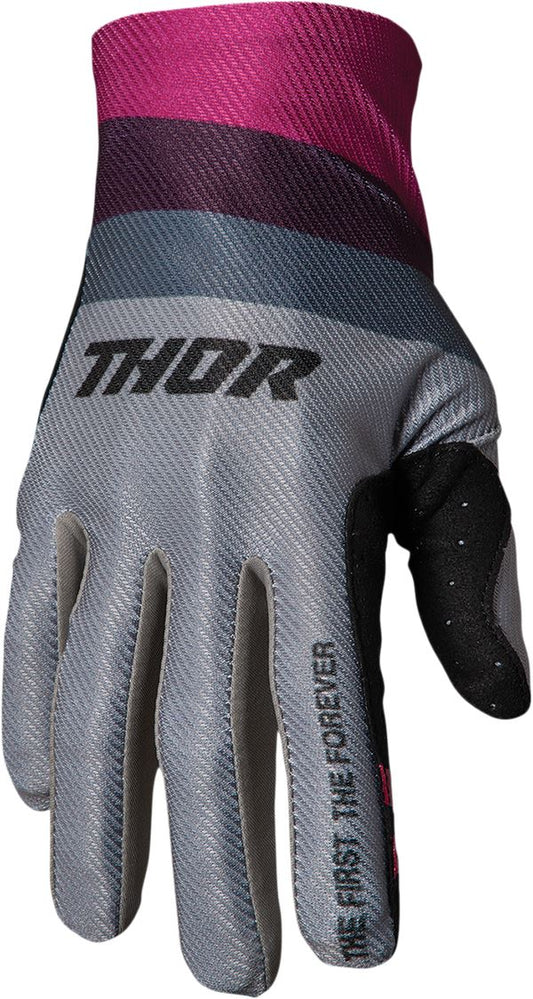 THOR Assist React MX Motorcross Gloves Gray/Purple 2023 Model