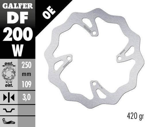 GALFER Brake Rotor Solid-Mount Wave® One Piece (Fixed) DF200W