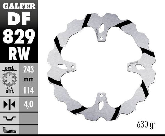 GALFER Brake Rotor Solid-Mount Wave® One Piece (Fixed) DF829RW
