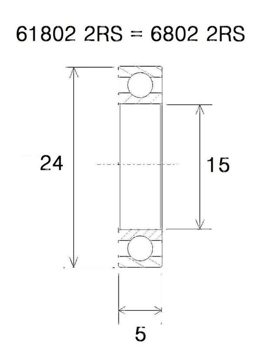 BLACK BEARING Bearing B5 15X24X5MM UB-6802-B5