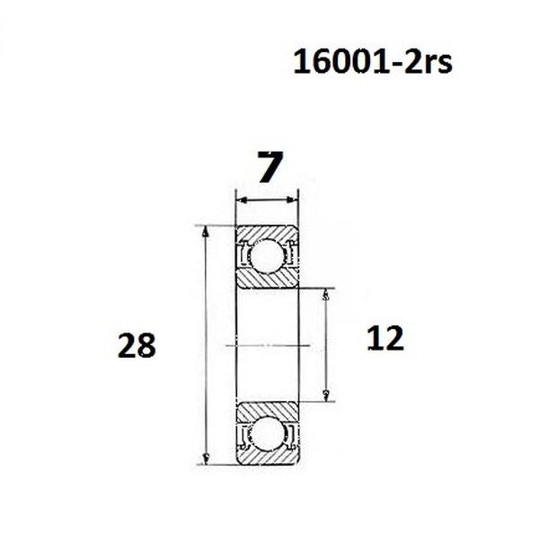 BLACK BEARING Bearing B5 12X28X7MM UB-16001-B5