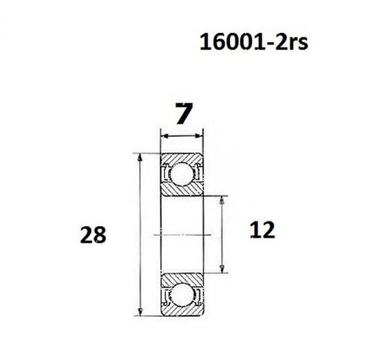 BLACK BEARING Bearing B5 12X28X7MM UB-16001-B5