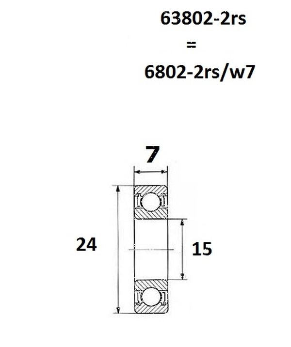 BLACK BEARING Bearing B5 15X24X7MM UB-63802-B5