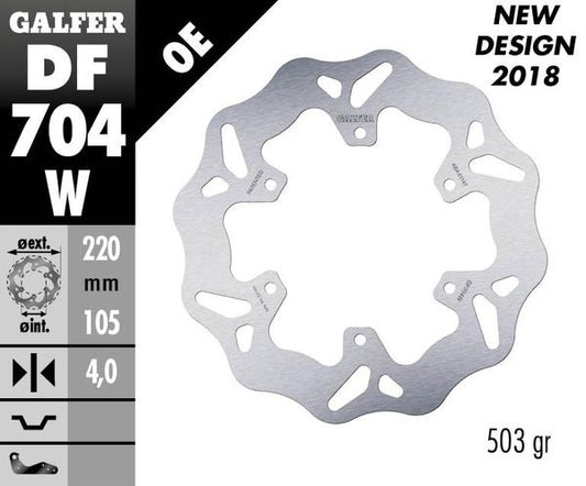 GALFER Brake Rotor Solid-Mount Wave® One Piece (Fixed) DF704W