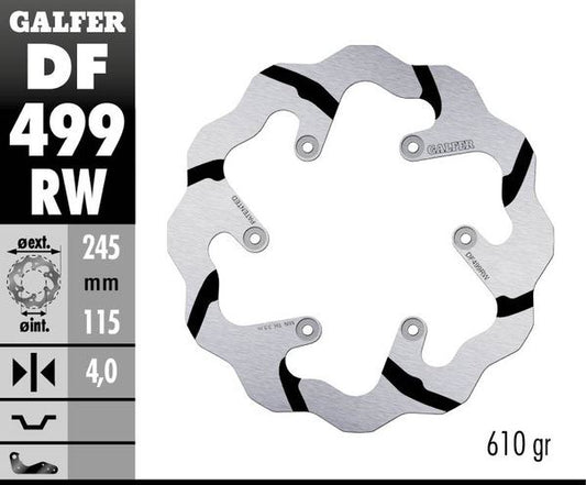 GALFER Brake Rotor Solid-Mount Wave® One Piece (Fixed) DF499RW