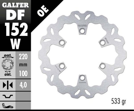 GALFER Brake Rotor Solid-Mount Wave® One Piece (Fixed) DF152W