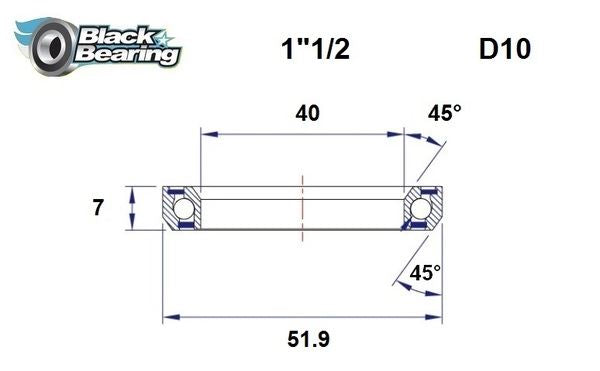 BLACK BEARING HB 40X51.9X7MM 45 /45 HB-D10