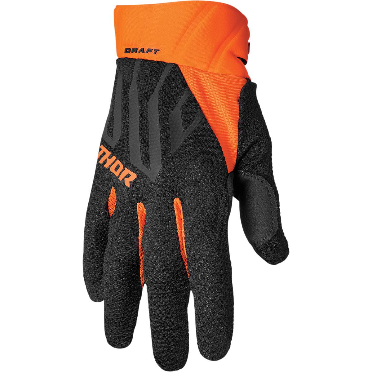 THOR Draft MX Motorcross Gloves Black/Orange 2023 Model