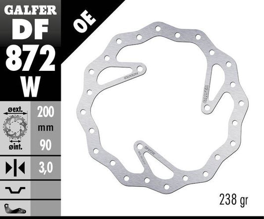 GALFER Brake Rotor Solid-Mount Wave® One Piece (Fixed) DF872W