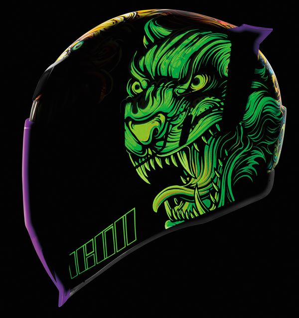 ICON Airflite™ Cat Scratch Fever Motorcycle Helmet Blue - 2023 Model