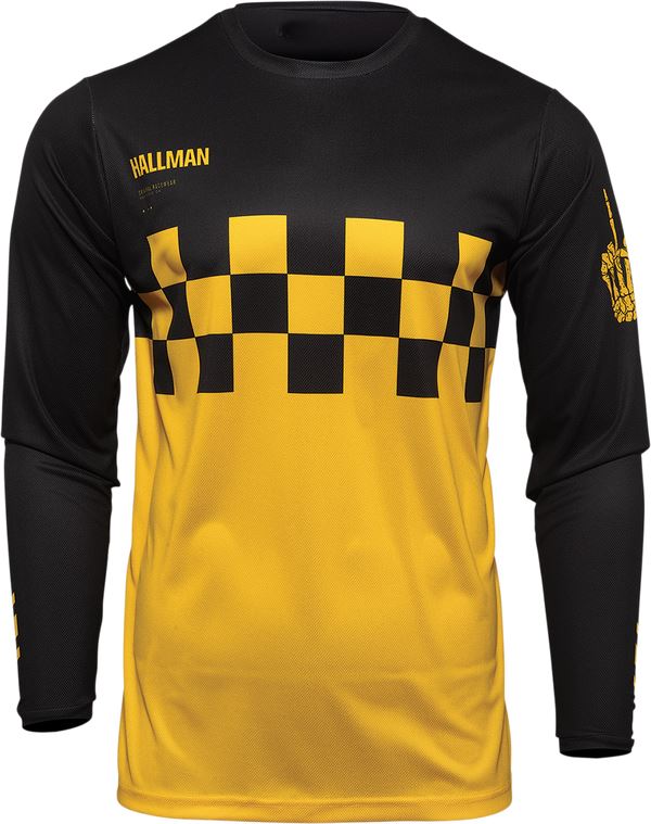 THOR Hallman Differ Cheq MX Motorcross Jersey Black/Yellow 2023 Model