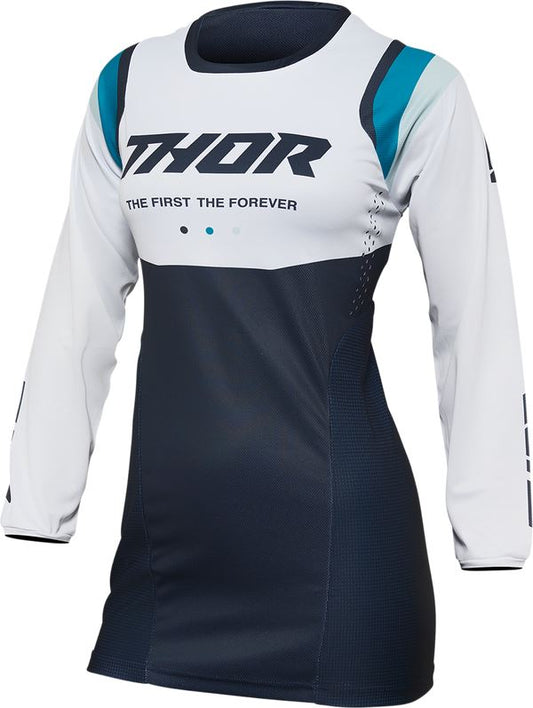 THOR Women's Pulse REV MX Motorcross Jersey White/Midnight 2023 Model