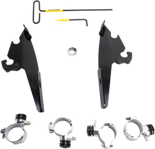 MEMPHIS SHADES Trigger Lock Fairing Mounting Kit Black Complete MEB2004