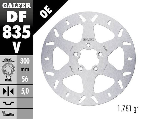 GALFER Brake Rotor Solid-Mount Round One Piece (Fixed) DF835V