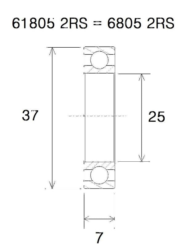 BLACK BEARING Bearing B5 25X37X7MM UB-6805-B5