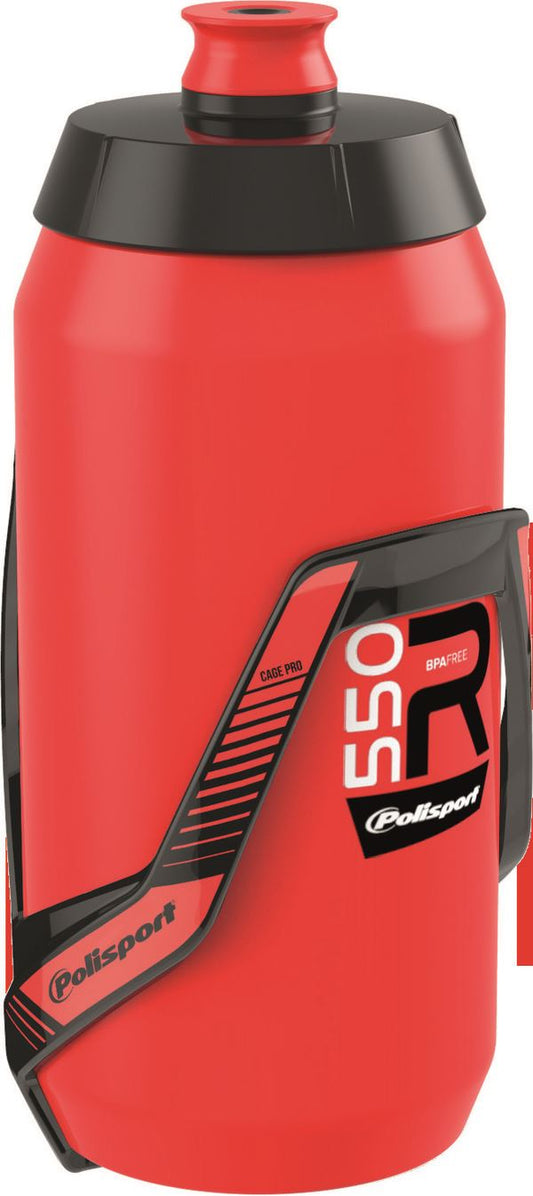 POLISPORT R550 Water Bottle + Bottle Cage RD