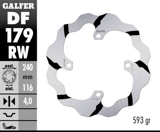 GALFER Brake Rotor Solid-Mount Wave® One Piece (Fixed) DF179RW