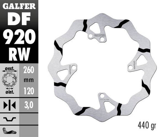 GALFER Brake Rotor Solid-Mount Wave® One Piece (Fixed) DF920RW