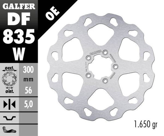 GALFER Brake Rotor Solid Wave® One Piece (Fixed) DF835W