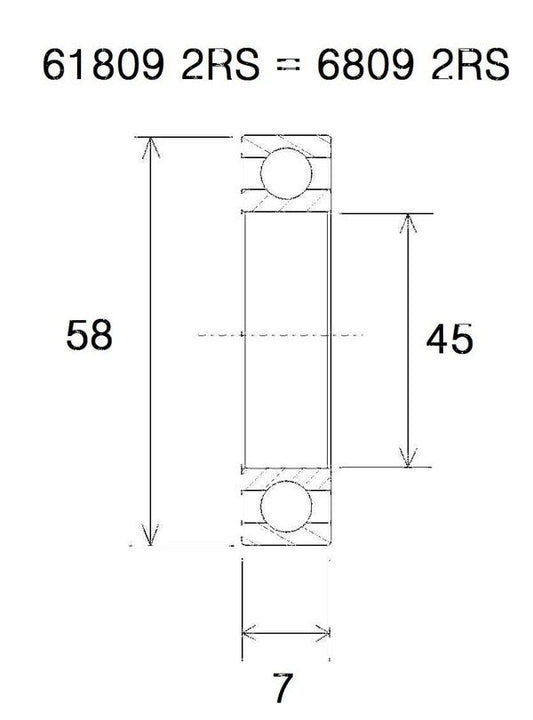 BLACK BEARING Bearing B5 45X58X7MM UB-6809-B5