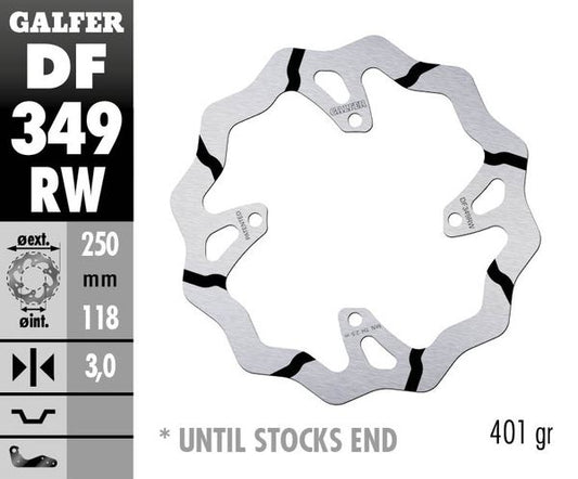 GALFER Brake Rotor Solid-Mount Wave® One Piece (Fixed) DF349RW