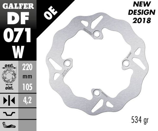 GALFER Brake Rotor Solid Wave® One Piece (Fixed) DF071W