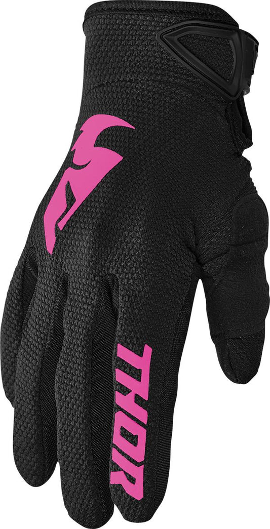 THOR Women's Sector MX Motorcross Gloves Black/Pink 2023 Model