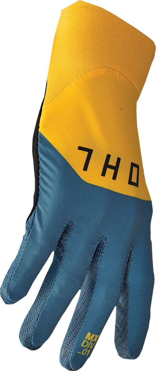 THOR Agile Rival MX Motorcross Gloves Yellow/Teal/Black 2023 Model