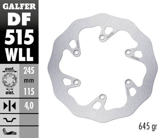 GALFER Brake Rotor Solid-Mount Wave® One Piece (Fixed) DF515WLL