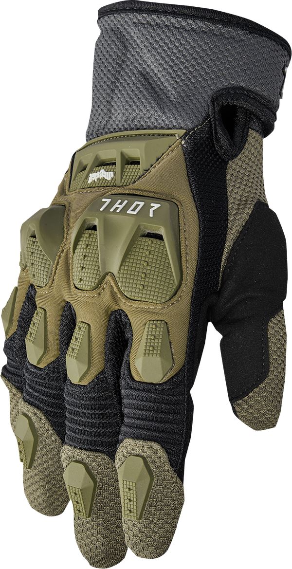 THOR Terrain MX Motorcross Gloves Green/Charcoal Gray 2023 Model