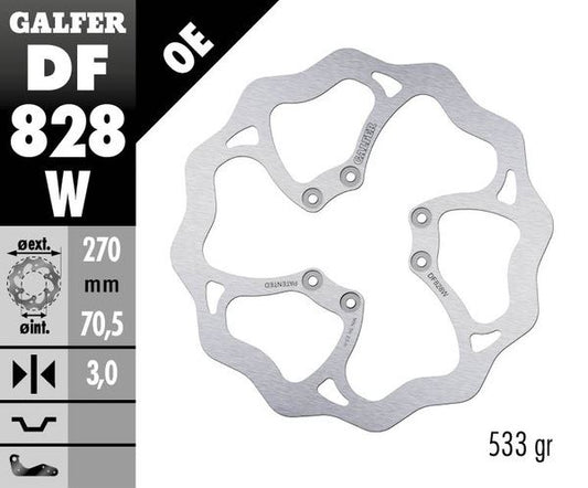 GALFER Brake Rotor Solid-Mount Wave® One Piece (Fixed) DF828W
