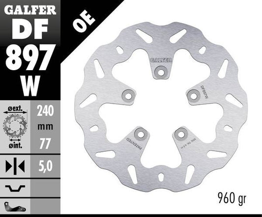 GALFER Brake Rotor Solid-Mount Wave® One Piece (Fixed) DF897W