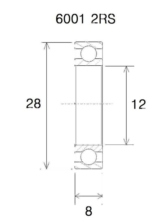 BLACK BEARING Bearing B5 12X28X8MM UB-6001-B5