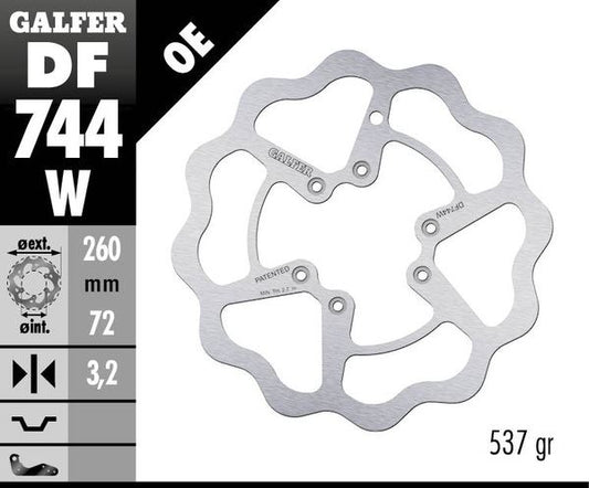 GALFER Brake Rotor Solid Wave® One Piece (Fixed) DF744W