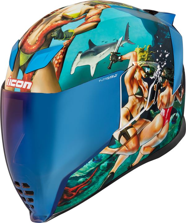 ICON Airflite™ Pleasuredome4 Motorcycle Helmet Blue - 2023 Model