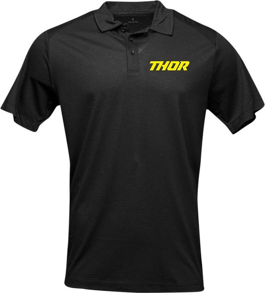 THOR Loud Polo MX Motorcross Shirt Black 2023 Model