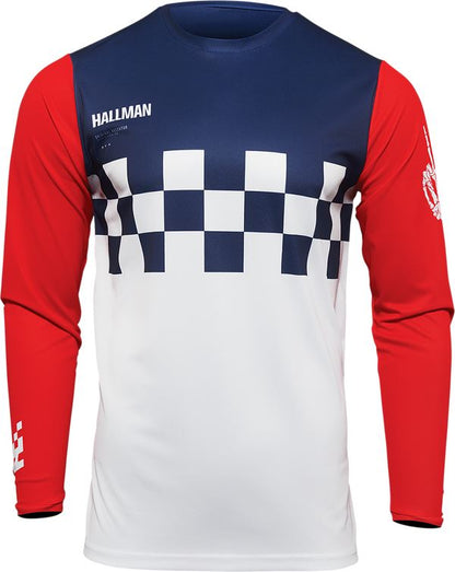 THOR Hallman Differ Cheq MX Motorcross Jersey Blue/Red/White 2023 Model