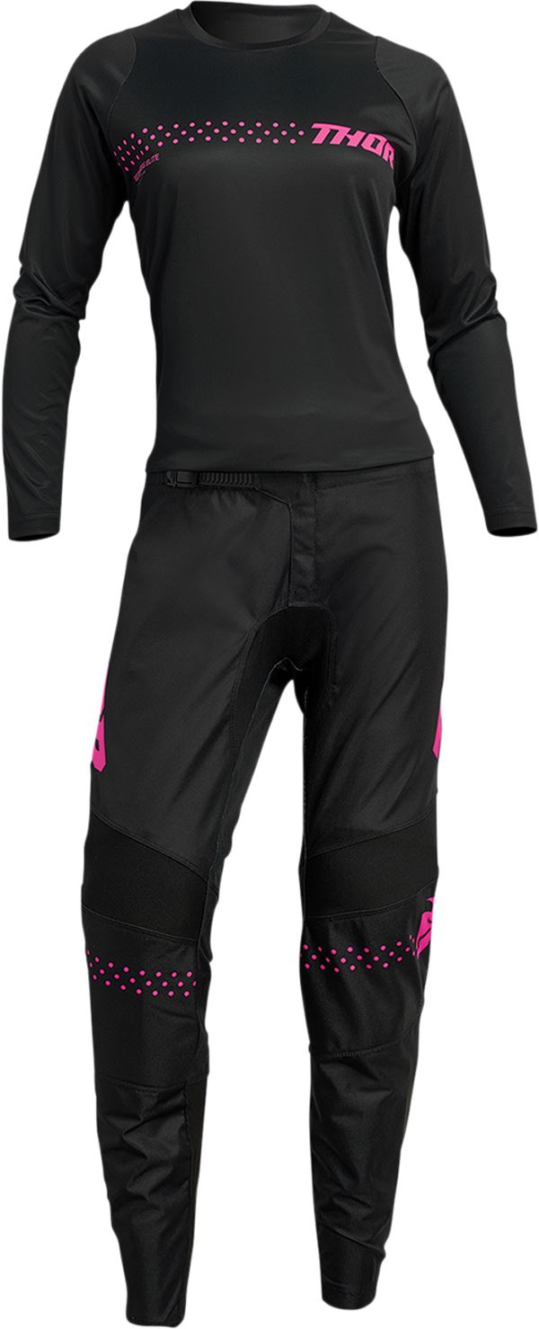 THOR Women's Sector Minimal MX Motorcross Jersey Black/Pink 2023 Model