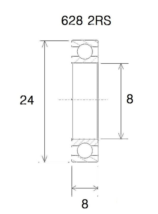 BLACK BEARING Bearing B5 8X24X8MM UB-628-B5