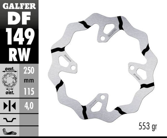 GALFER Brake Rotor Solid-Mount Wave® One Piece (Fixed) DF149RW