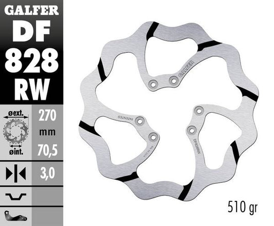 GALFER Brake Rotor Solid-Mount Wave® One Piece (Fixed) DF828RW
