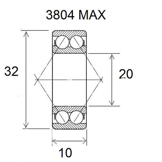 BLACK BEARING Bearing MAX 20X32X10MM UB-3804-MAX