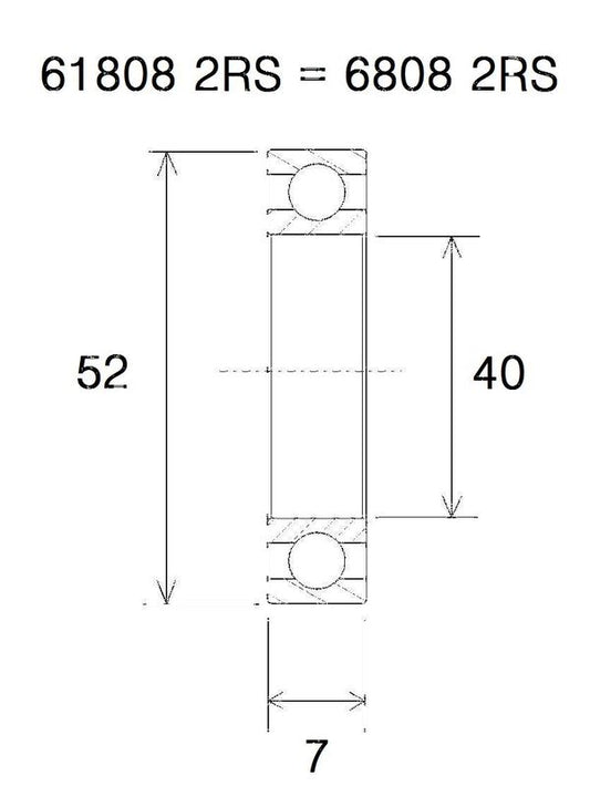 BLACK BEARING Bearing B5 40X52X7MM UB-6808-B5