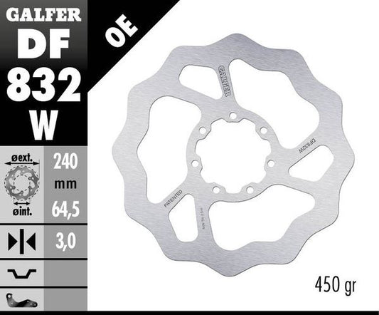 GALFER Brake Rotor Solid-Mount Wave® One Piece (Fixed) DF832W